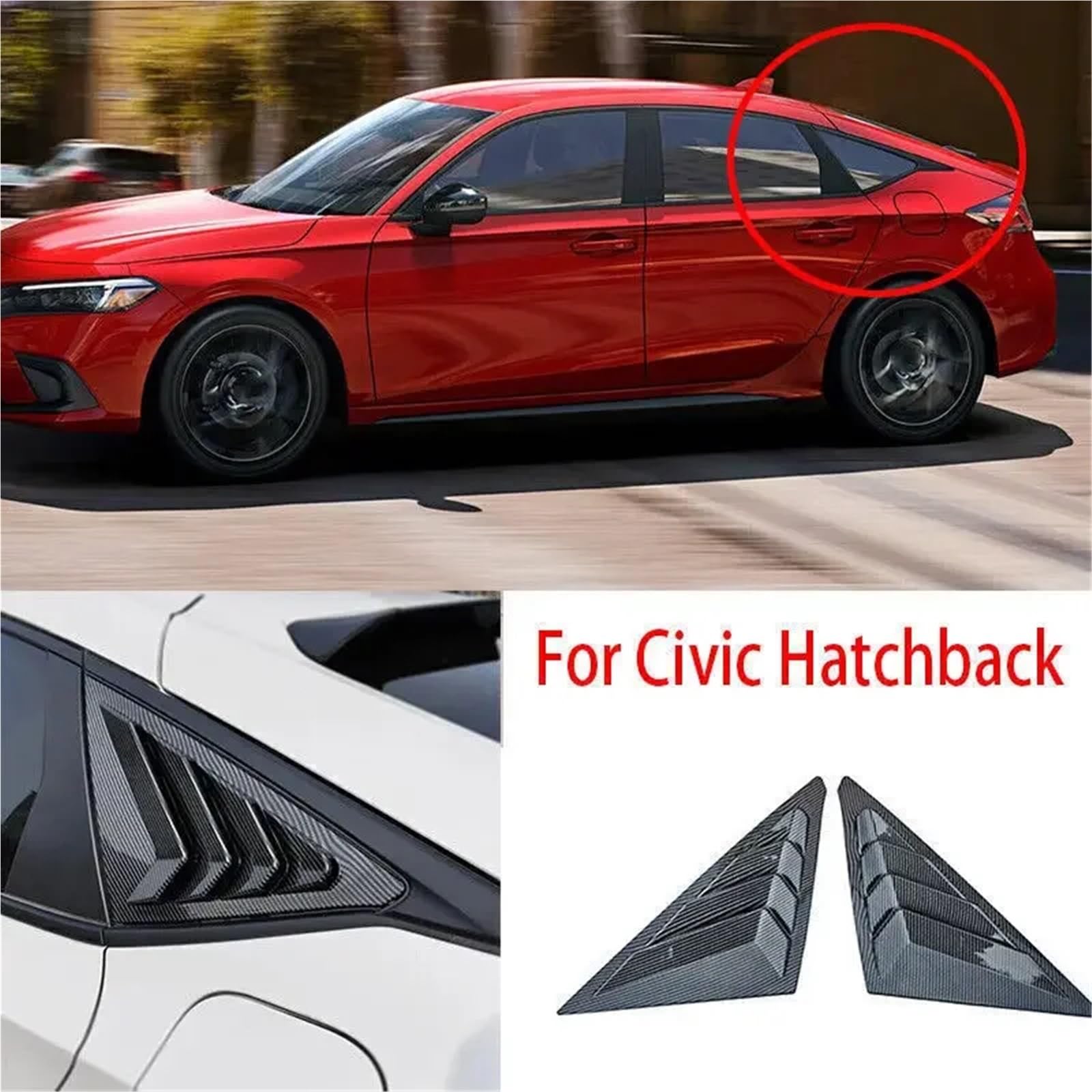 Pasuje do Hondy Civic 11. generacji Hatchback 2022-2023, osłona tylnej szyby, boczna żaluzja, naklejka ozdobna, kratka wentylacyjna ABS Migawki Tylnej Szyby