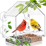 Window Bird Feeder for Outdoors, Clear Bird Feeders with 5 Extra Strong Suction Cups, Sturdy and Durable Bird House for Window Viewing Outside, Garden Decor Gifts for Bird Lover