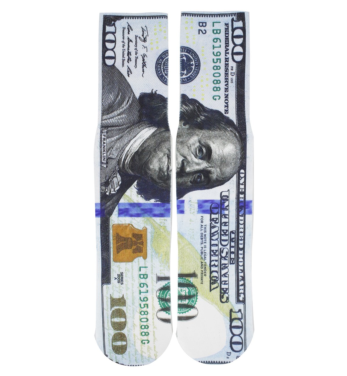 Benefeet SoxUnisex Crazy Fun Cool 3D Print Colorful Athletic Sport Novelty Crew Tube Socks, (Dollar), M