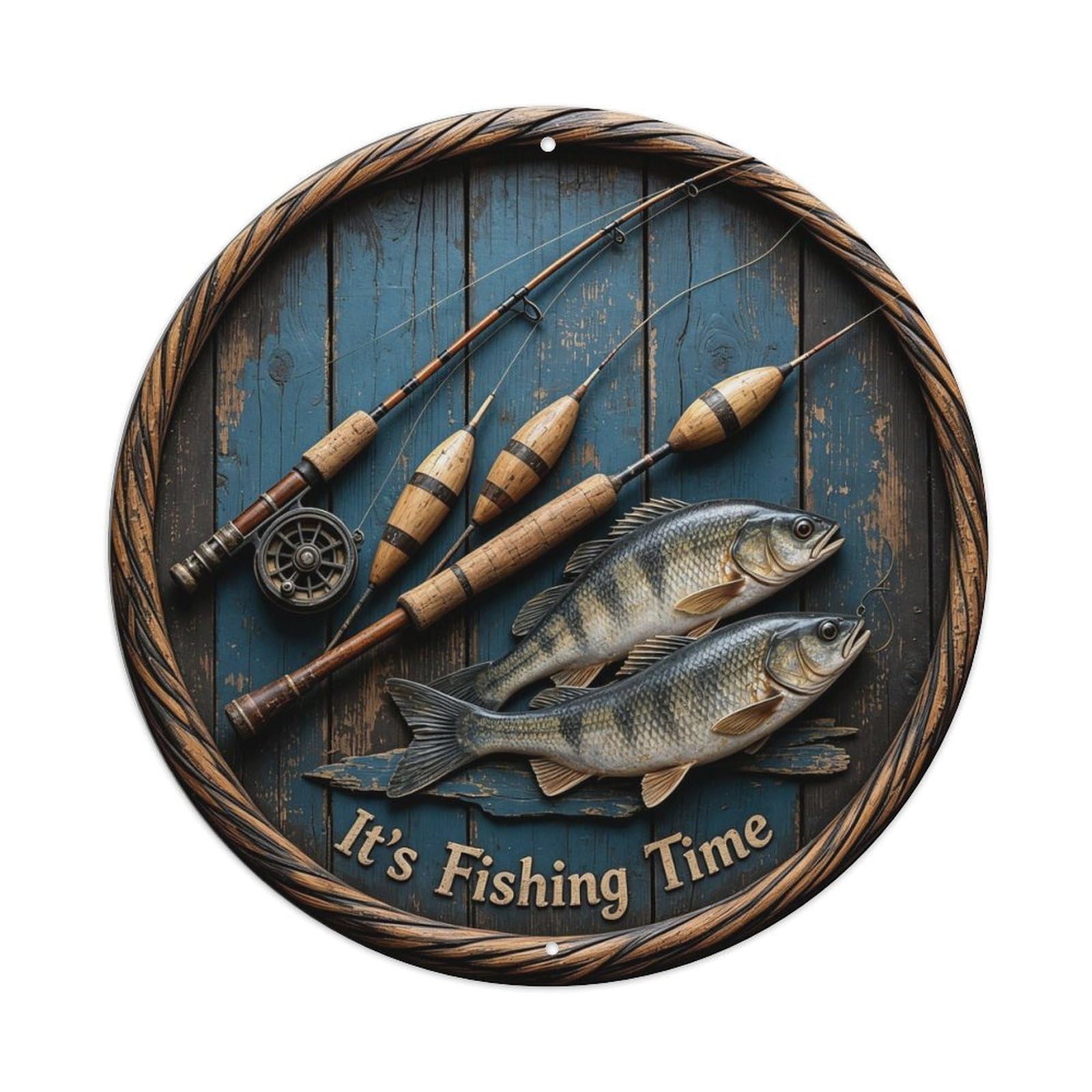 It's Fishing Time Metal Tin Sign Plaque