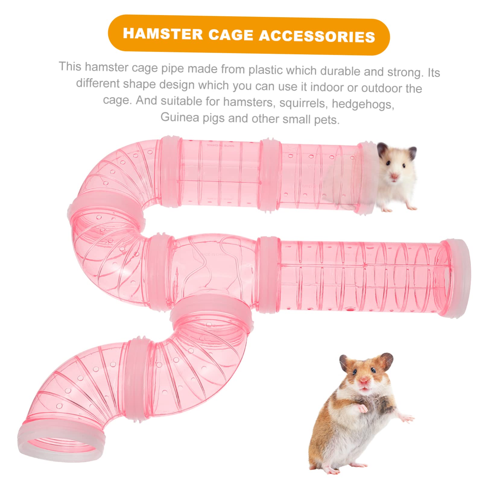 Tunnel per Criceti in Plastica Rosa, Moduli Labirinto Fai-da-te Resistenti e Collegabili per Animali Domestici, Gioco per Gabbie e Recinti