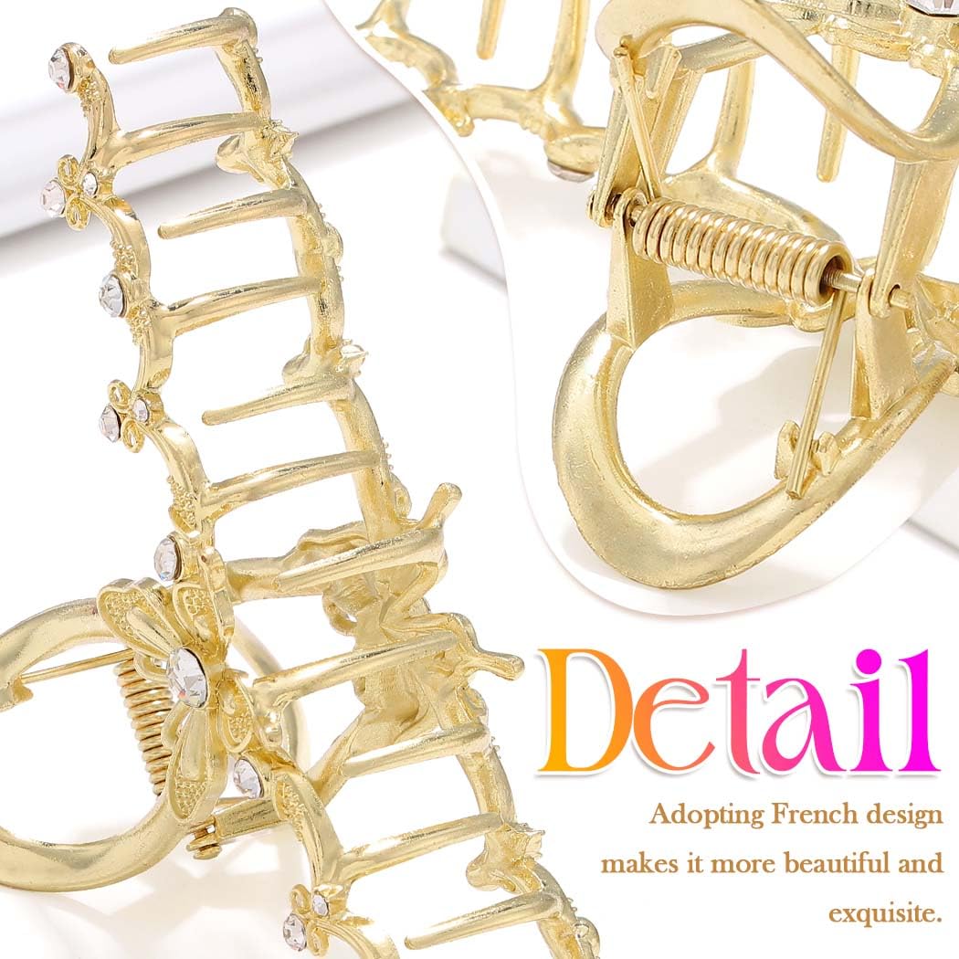 Fashey Metal Claw Clips Gold Rhinestone Hair Claws Butterfly Hair Clip Hair Accessories for Women - Image 4