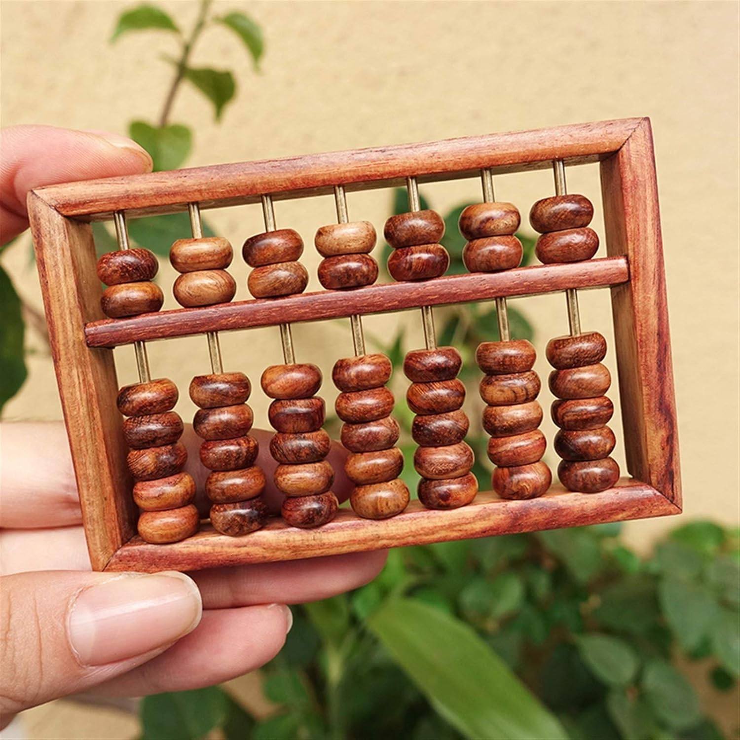 Abacus Super Mini Abacus Yellow Rosewood Retro Brass Frame 7-Position Collection Small Abacus