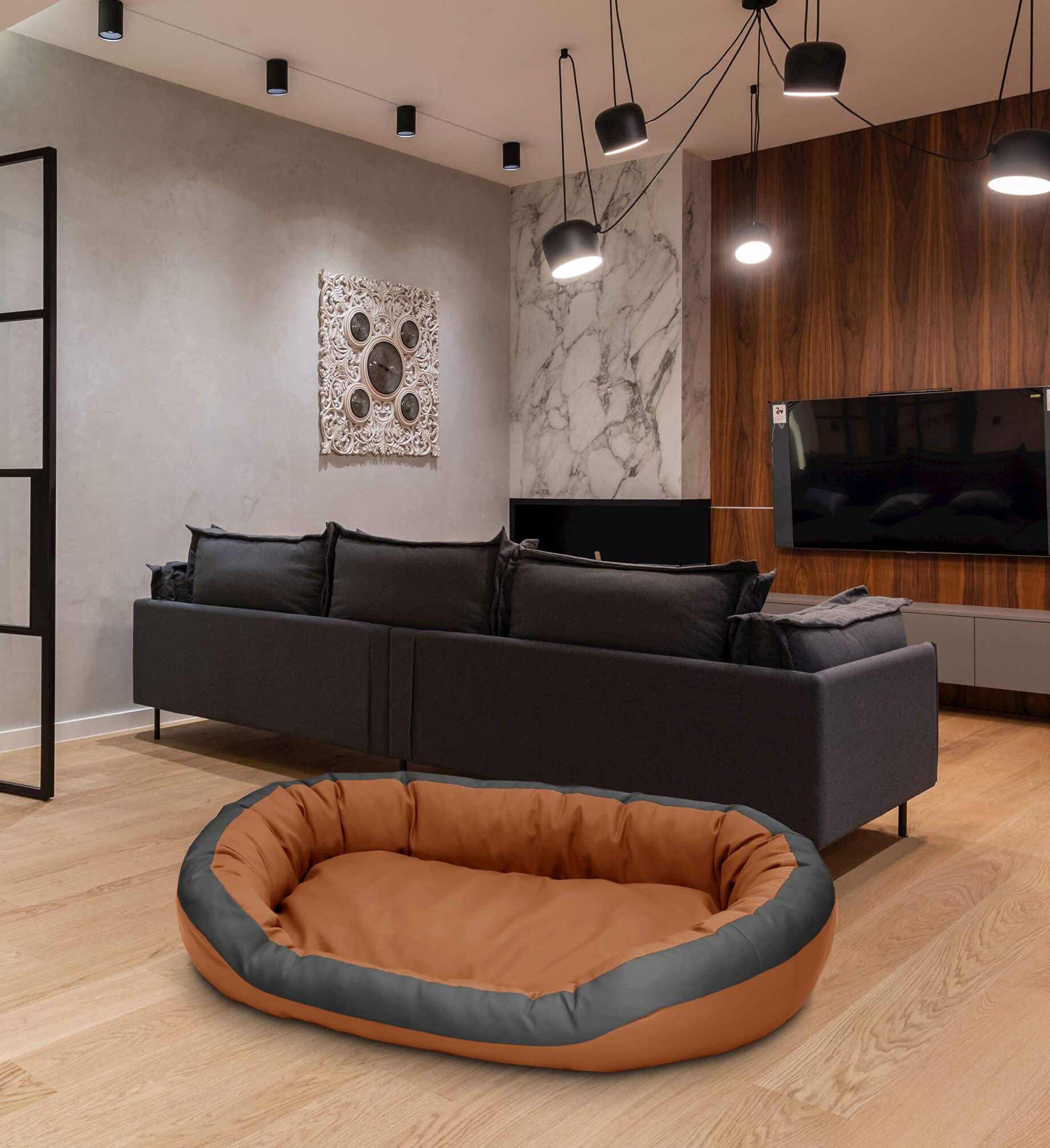 Cama para perros de cuero ecológico, suave para perros medianos y grandes, cama mullida para perros, sofá Luxus XL/XXL