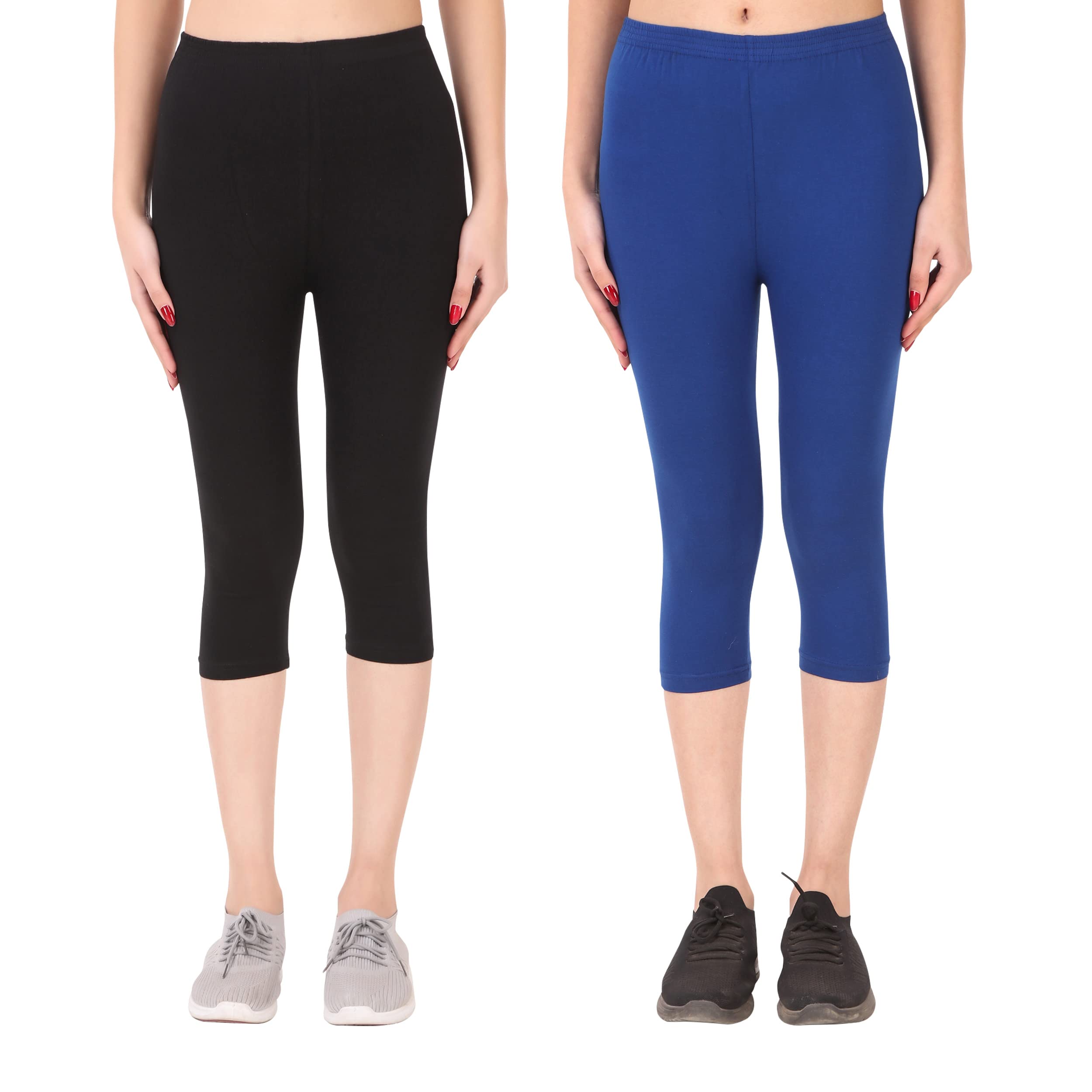 ayvina 100% Pure Cotton Lycra Capri for Women |Women 3/4th Cotton Plain Capri-picture-44