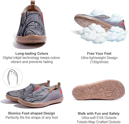 Miniatura 6 de UIN - Zapatos de viaje Happy Doggies para caminar para hombre, mocasines casuales de lona, ligeros, cómodos, a la moda