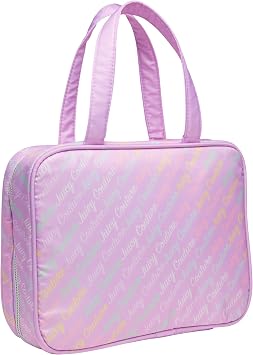 Juicy Couture Lavender Purple Makeup Bag Cosmetics Organizer Travel Essentials Weekender Pink Logo Print
