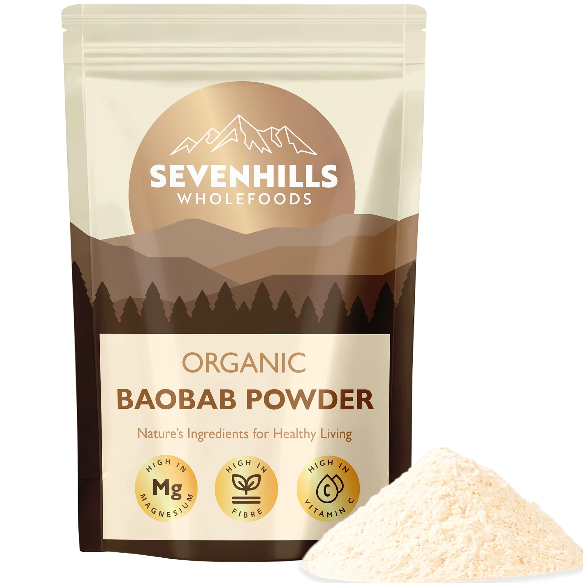 Sevenhills Wholefoods Organic Baobab Powder, Wild-Harvested in Africa, 1kg