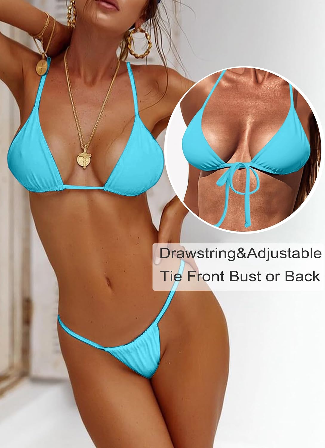 XUNYU Thong Bikini Sets for Women - Brazilian Micro String Bikinis Sexy Two Piece Swimsuit Triangle Top Halter Bathing Suits thumbnail