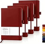 PAGELYST Blank Journal Cahier, 200 Pages,4 Carnet de bord en cuir A5 Moyenne 5,7'' x 8,3'', 100 GSM Papier épais pour croquis, dessin, peinture (Ensemble de couleurs classiques)