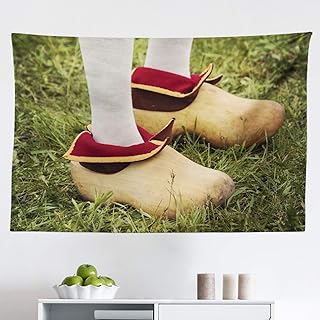 Ambesonne Dutch Tapestry, Photo of Traditional Dutch Clogs Folkloric Themed Cultural Shoe from Netherlands, Fabric Wall Hanging Decor for Bedroom Living Room Dorm, 45" X 30", Multicolor