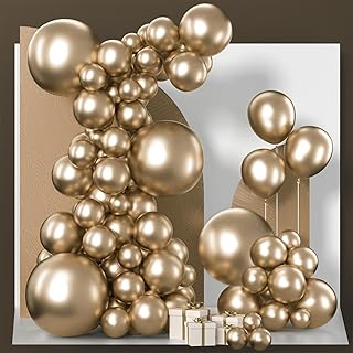 PartyWoo Metallic Gold Balloons 152pcs Different Sizes of 18 12 10 5 Inch Chrome Gold Balloon Arch Kit Garland for Birthday Graduation Baby Shower Wedding Bachelorette Party Decorations Gold-G127