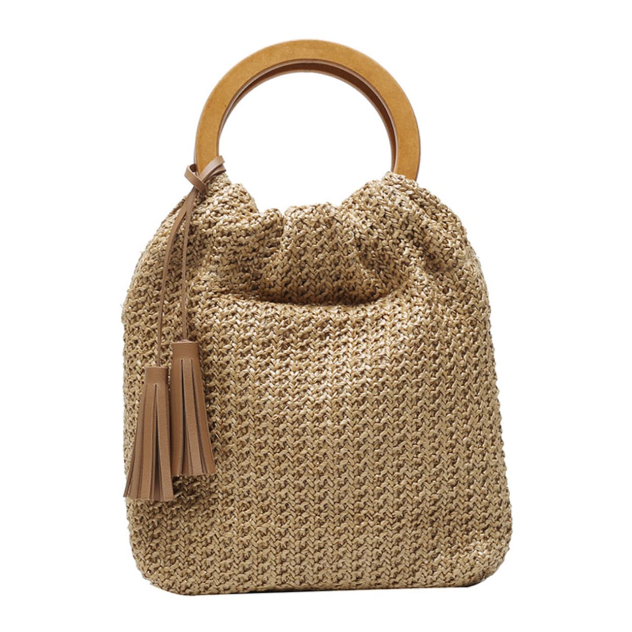 GALPADA Bolso De Playa De Verano Madera Maciza Bolso De Paja Trenzada Para Mujer Playa o Paseos