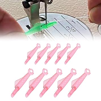 Fish Mouth Sewing Machine Needle Threader -10/20PCS Dual Size Automatic Threading Tool with Ergonomic Fish Shape Design, Compact Portable Hand Sewing Accessories for Home & Travel Pink5*M+5*L