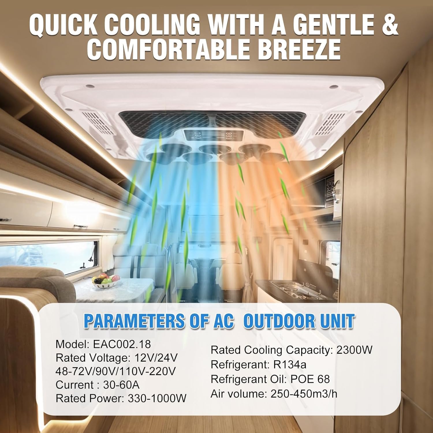 Treeligo RV Rooftop Air Conditioner, 12V DC Air Conditioning Unit for Truck Van RV Camper Bus Ambulance Car Sweeper Electric Sightseeing