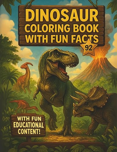 Dinosaur Coloring Book with Fun Facts Learn and Color 30 Dinosaurs