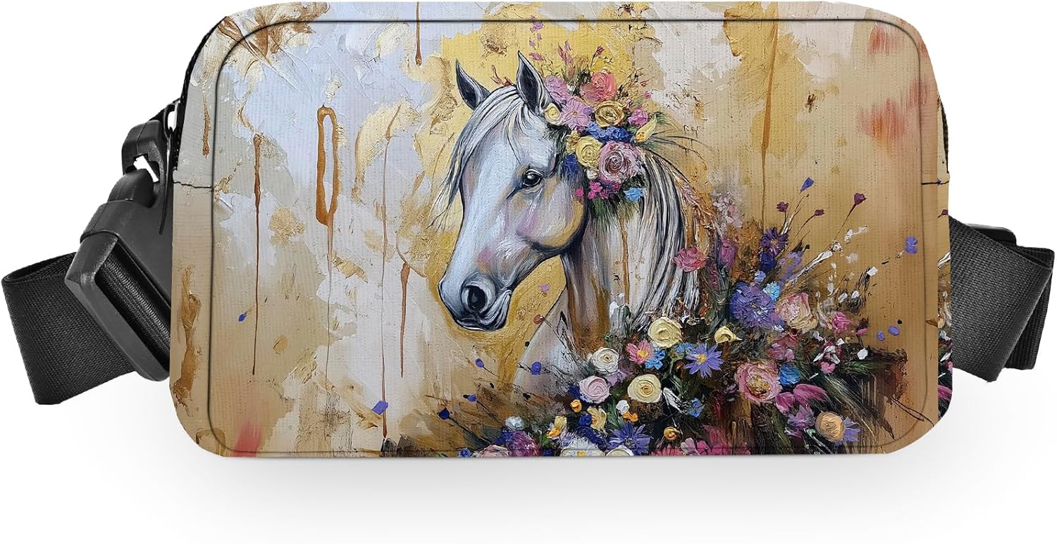 Horse Fanny Pack for Women Belt Bag Lightweight Waist Bags Waterproof Purse with Adjustable Straps Wallet Casual Presents Travel Workout