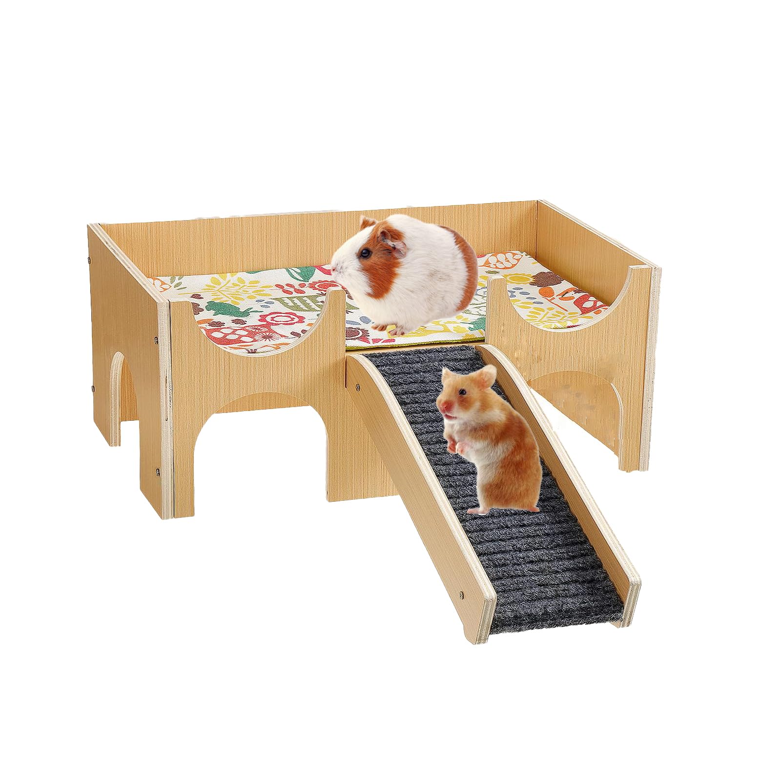 e-YiHESZ Upgraded Guinea Pig Castle, Sturdy Wooden Guinea Pig Hideout