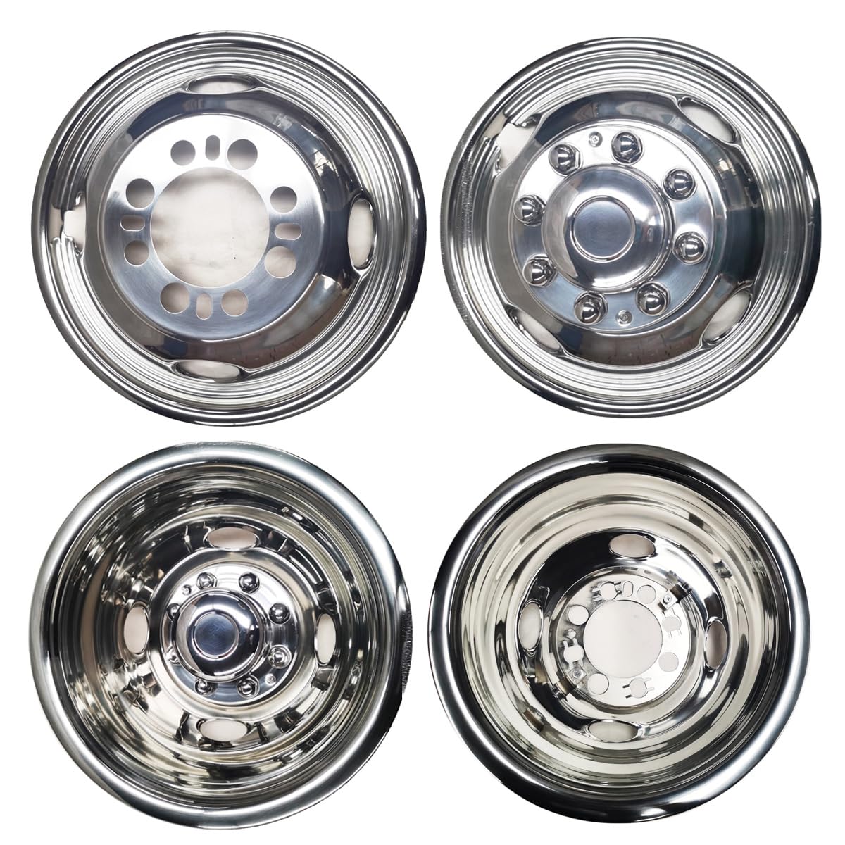 4pcs Front Rear Polished Stainless Steel Wheel Simulators,16