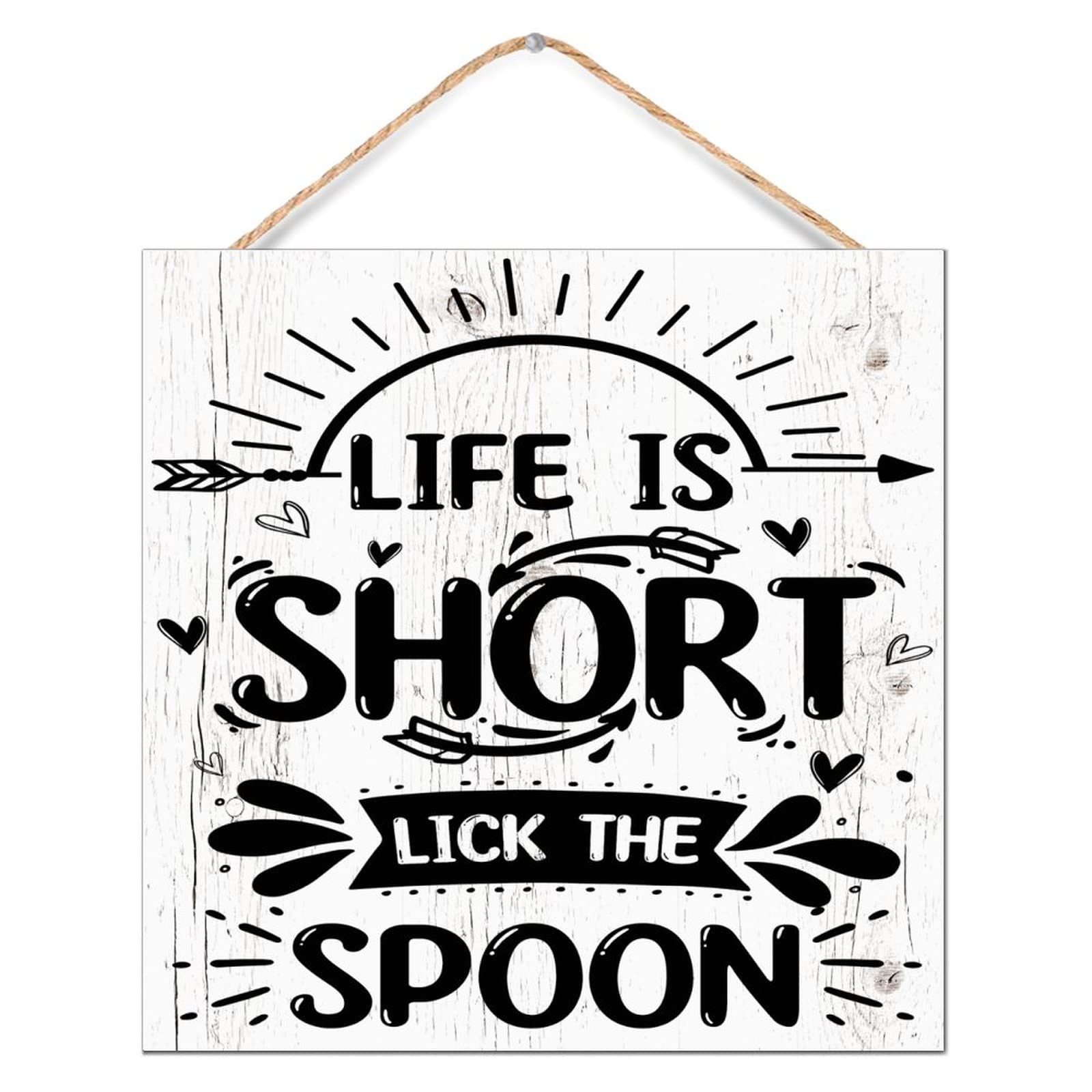 Panneau décoratif en bois rustique de 30,5 cm Life Is Short pour cuisine