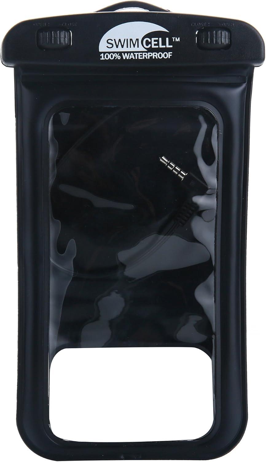 Waterproof Phone Holder Armband Case for Swimming Running Walking with Headphone Jack. Fits Standard Size Phones up to 5.9 inch/15cm- iPhone, Samsung. Android. Adjustable Armband and Neck Lanyard.
