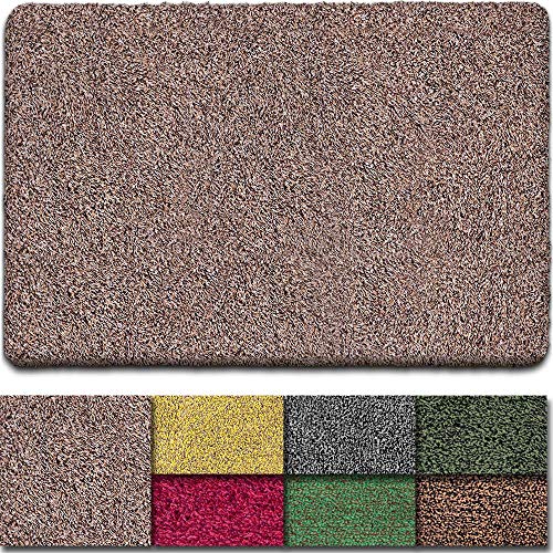 BEAU JARDIN Tapis Paillasson Entrée Intérieur Tapis Antidérapant Anti-Poussière Paillasson pour d'Entree Interieur Tapis de Porte Lavable Grand Absorbant Coton à Pied Premium Série 45,5x71cm Brun Cover
