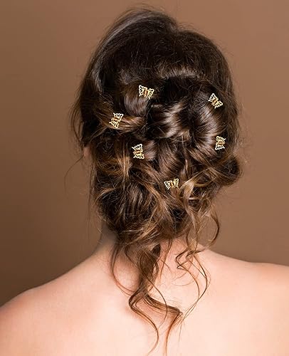 Miniatura 9 de Wecoe 30 pinzas pequeñas de mariposa para el cabello para niñas, pequeñas pinzas gruesas para el cabello para mujer, pinzas de metal de oro rosa,