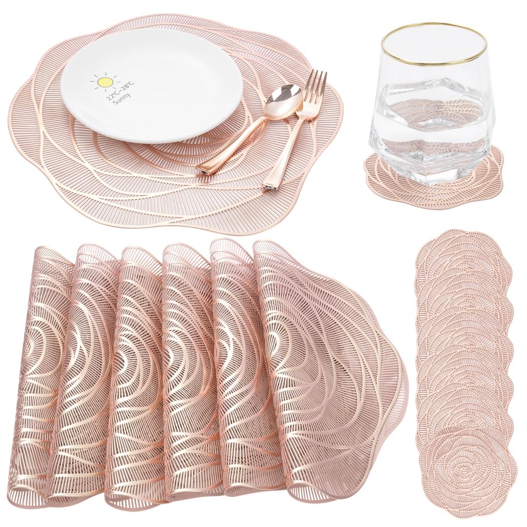 Sets de table rose doré en vinyle pressé pour sublimer vos dîners en terrasse et intérieur