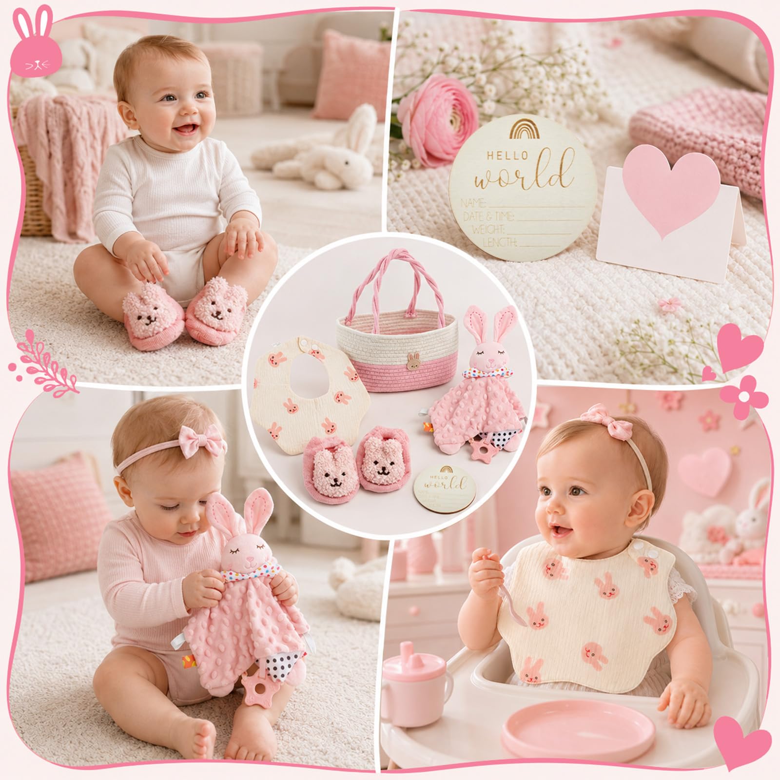 Regalo para recién nacido, set de regalo de nacimiento 9 en 1 para niña