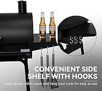 Vista 8 de Royal Gourmet CC1830S BBQ Charcoal Grill and Offset Smoker 823 Square Inch cooking surface, Outdoor for Camping Black
