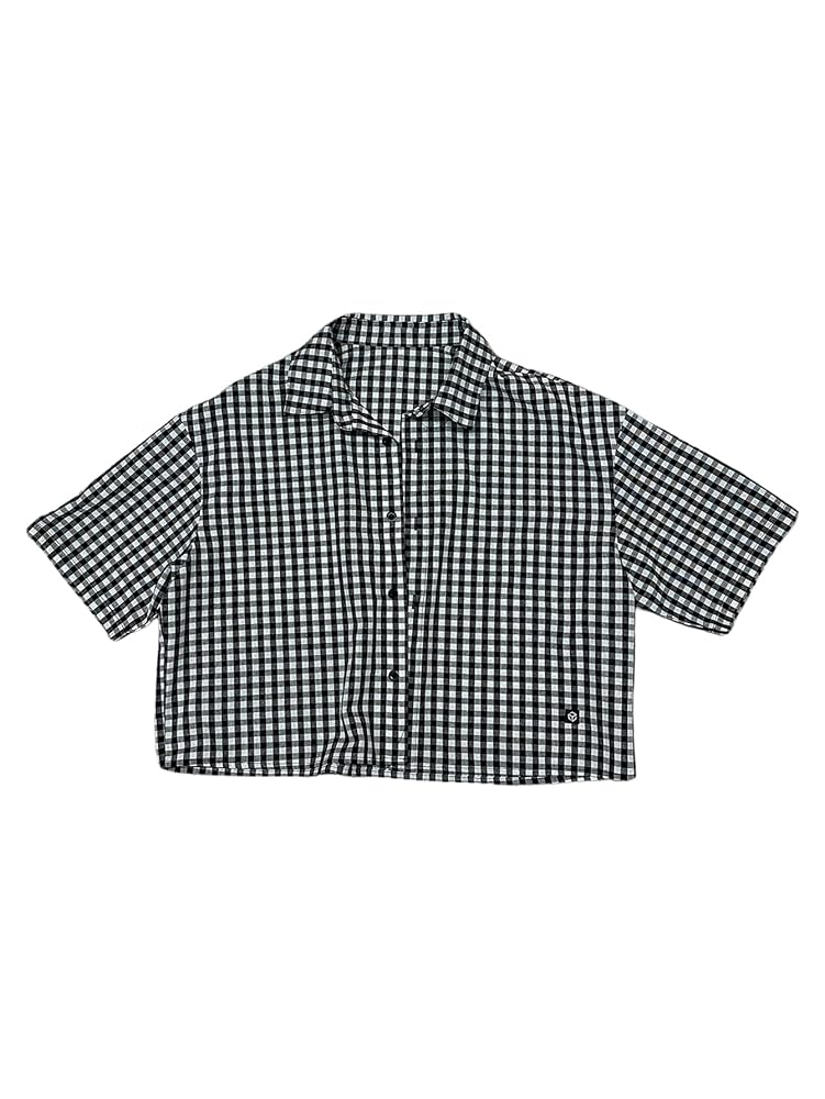 【BAON】[unisex] Imeo Check Short Sleeve Hood Shirt Checkered Short Sleeve Shirt with Hood - Summer Fashion