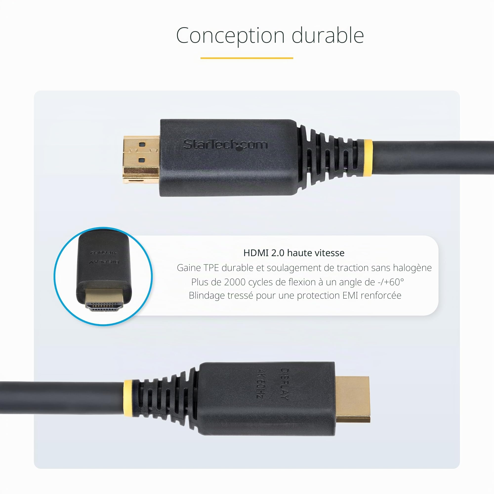 StarTech Câble HDMI Haut Débit Actif 10m, 4K 60Hz, 18Gbps, HDMI 2.0, Noir