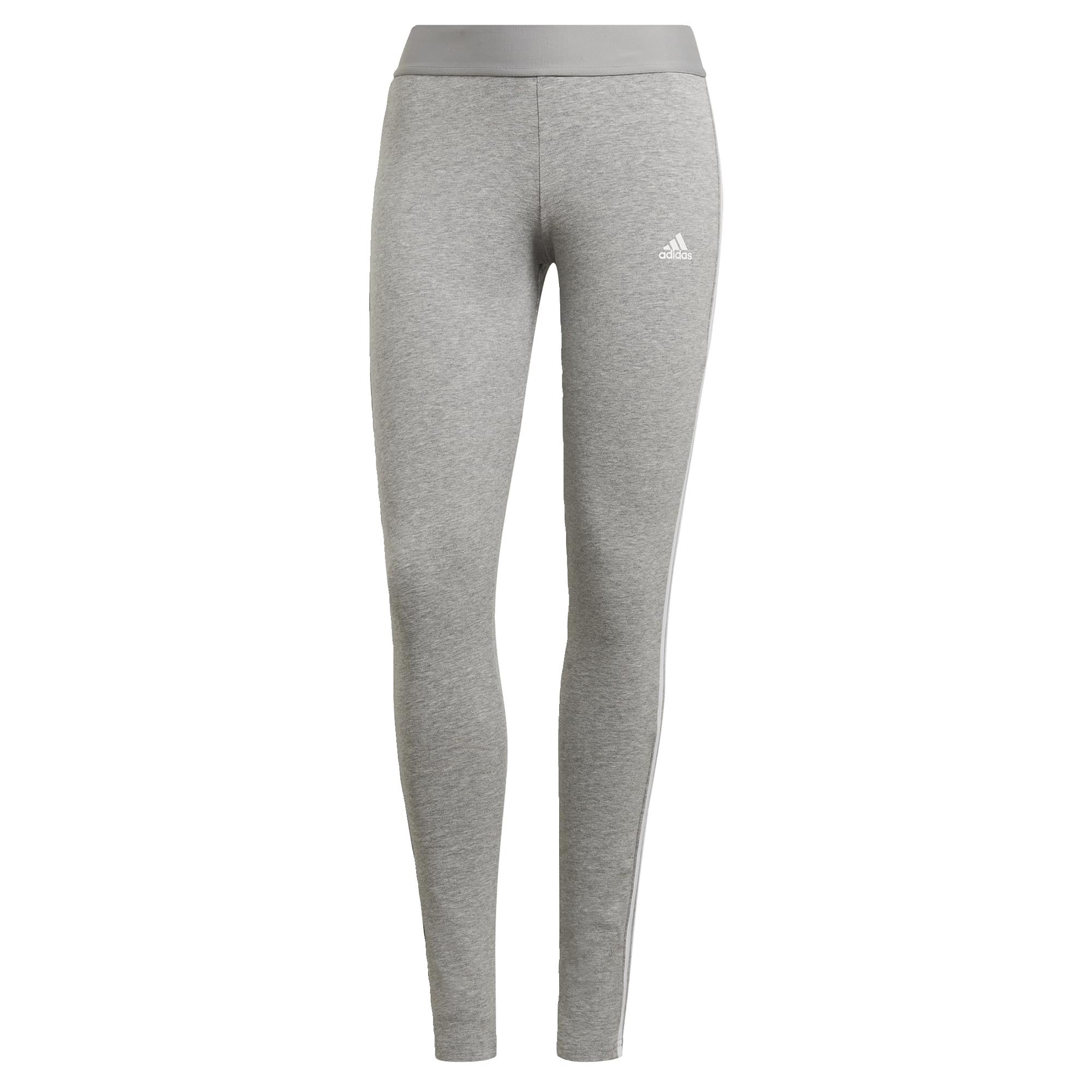 adidas Women's 3 Stripes Leggings , Medium Grey Heather / White, XS