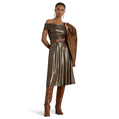 Lauren Ralph Lauren Metallic Off The Shoulder Cocktail Dress Women