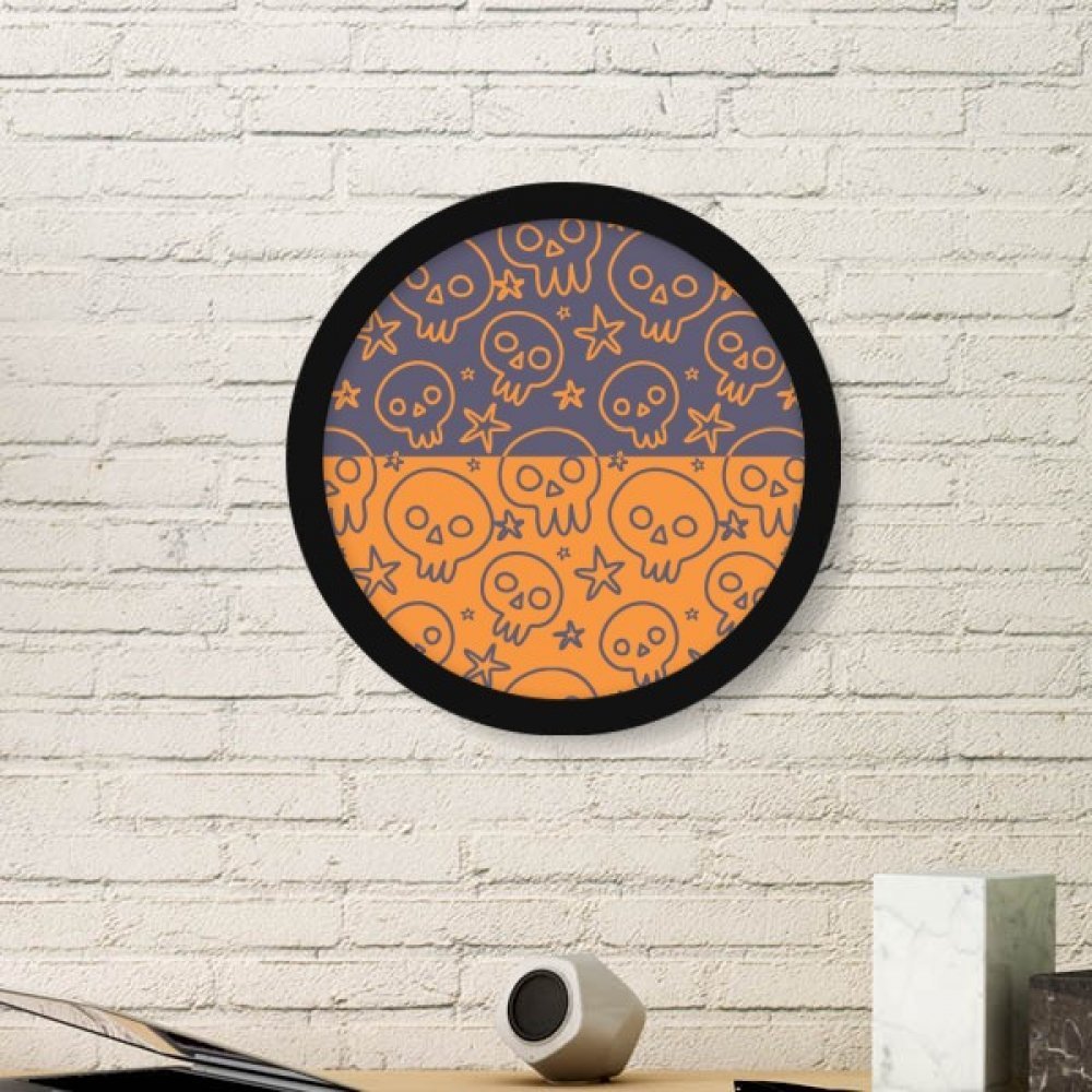 Peintures de crâne Halloween avec cadre rond noir moyen format comme décoration murale originale