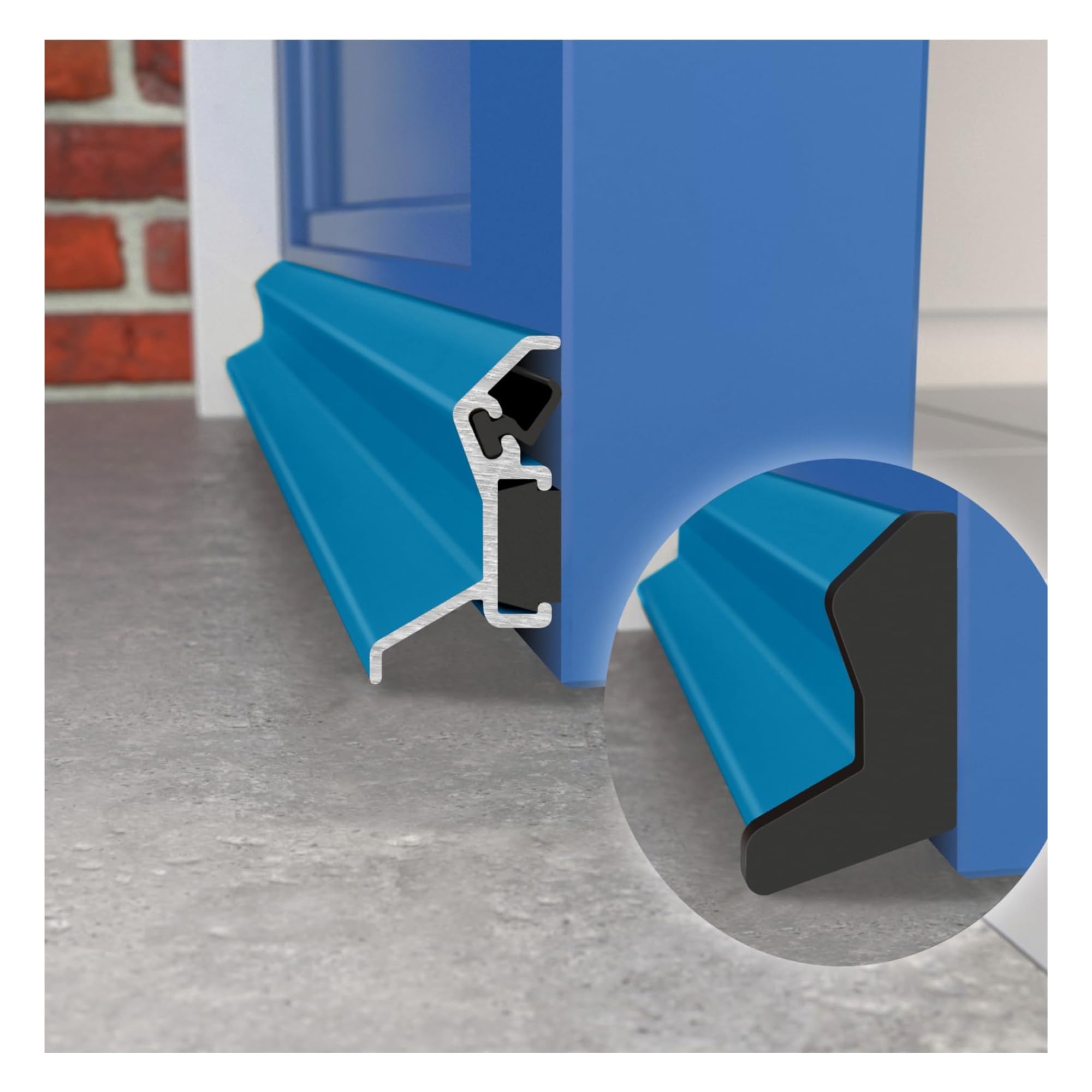 Exitex Sky Blue Aluminium Door Rain Deflector 914Mm – Concealed Fix Weather Drip Bar For Upvc, Composite & Timber Doors – External Water Guard With End Caps (Sky Blue)