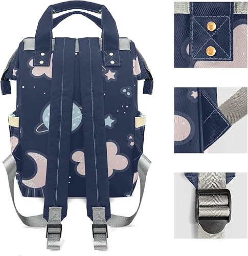Miniatura 10 de Mochila de pañales con estampado de huellas de patas con nombre, bolsa multifunción de gran capacidad para mamá, papá, unisex, niño y niña, Diseño