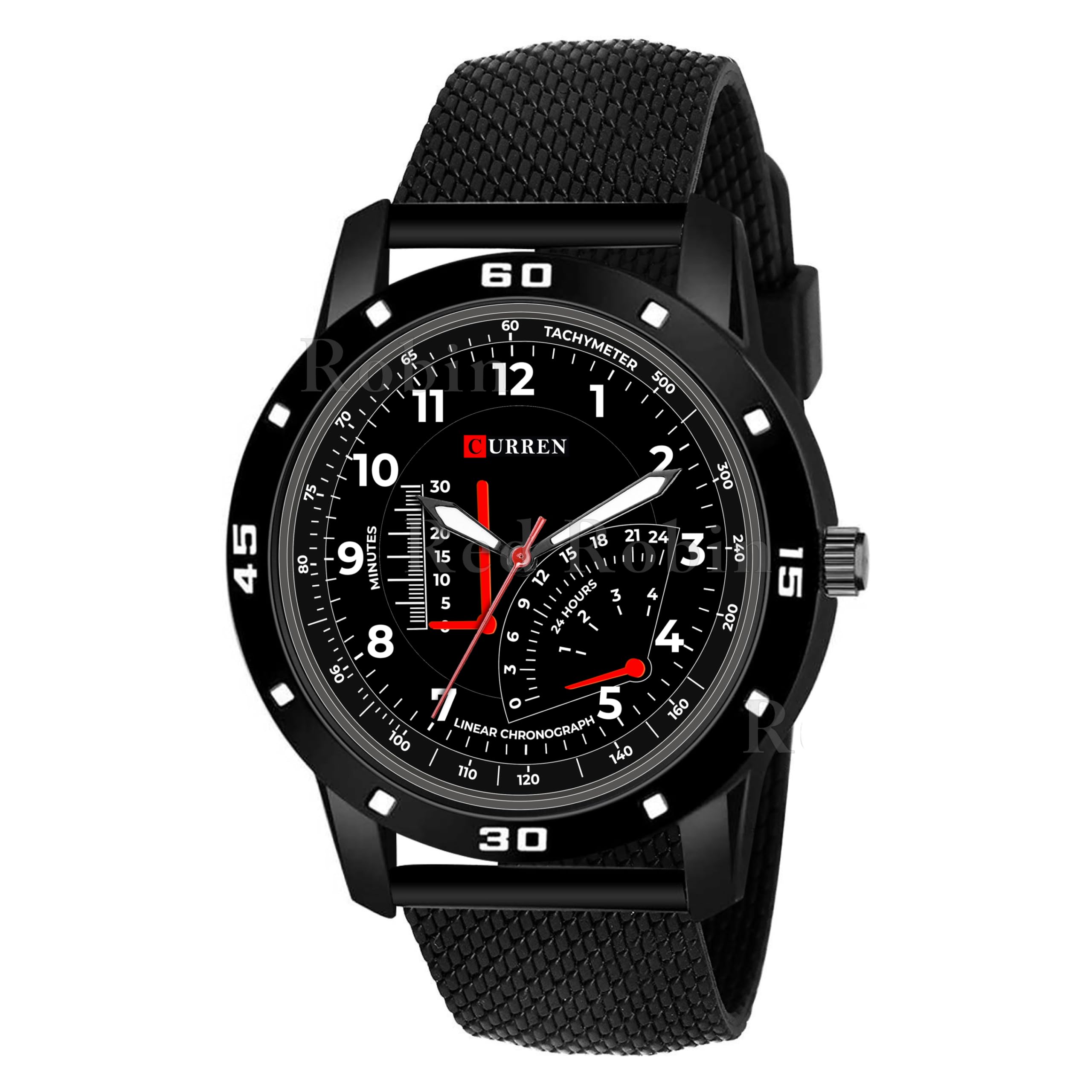 Analog Stylish Silicon Rubber Strap Wrist Watch for Men and Boys, Pack of 1 - CRN-AVO-BLK-SFR