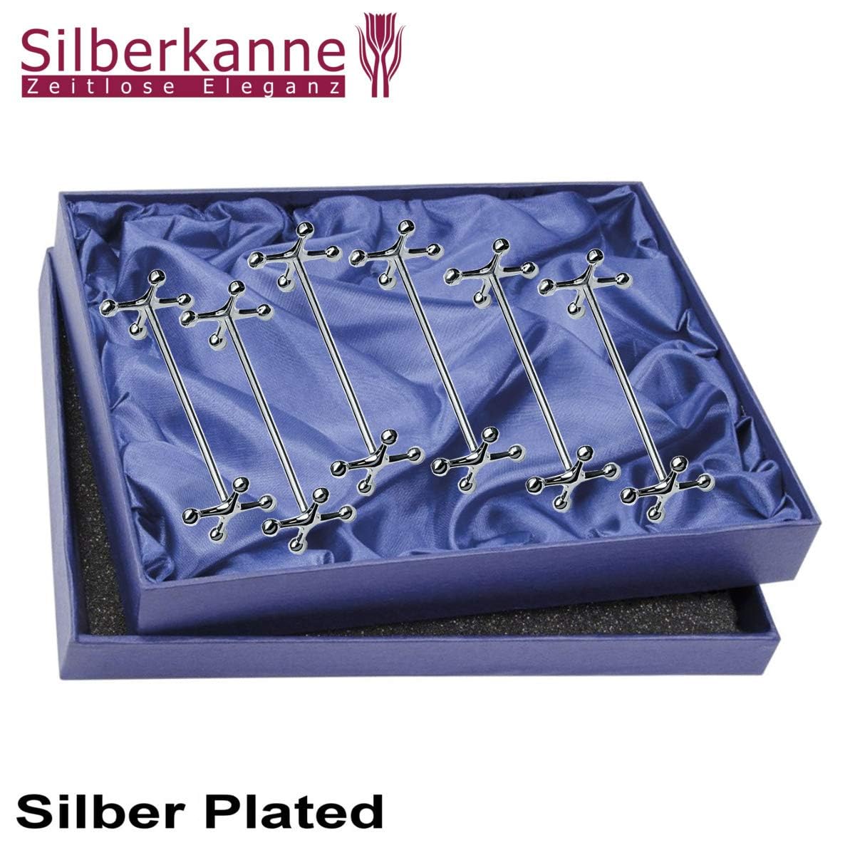 Messerbänke Kreuz/Knochen 6 tlg L 7,5 cm Premium Silber Plated edel versilbert in Top Verarbeitung. Fertig zum verschenken mit schicker Geschenkverpackung