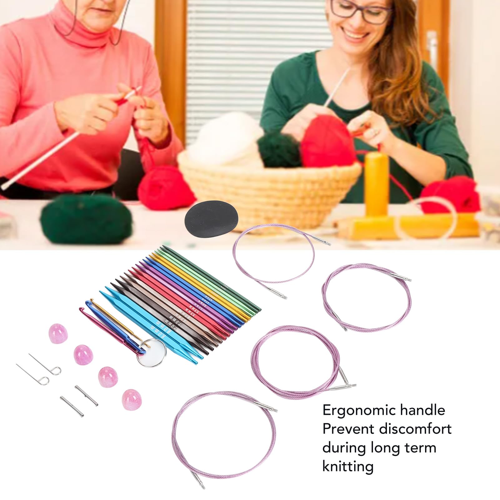 CHICIRIS Juego de Agujas de Tejer Circulares Cuadradas, Kit Intercambiable de Aluminio y Acero Inoxidable, para Tejer