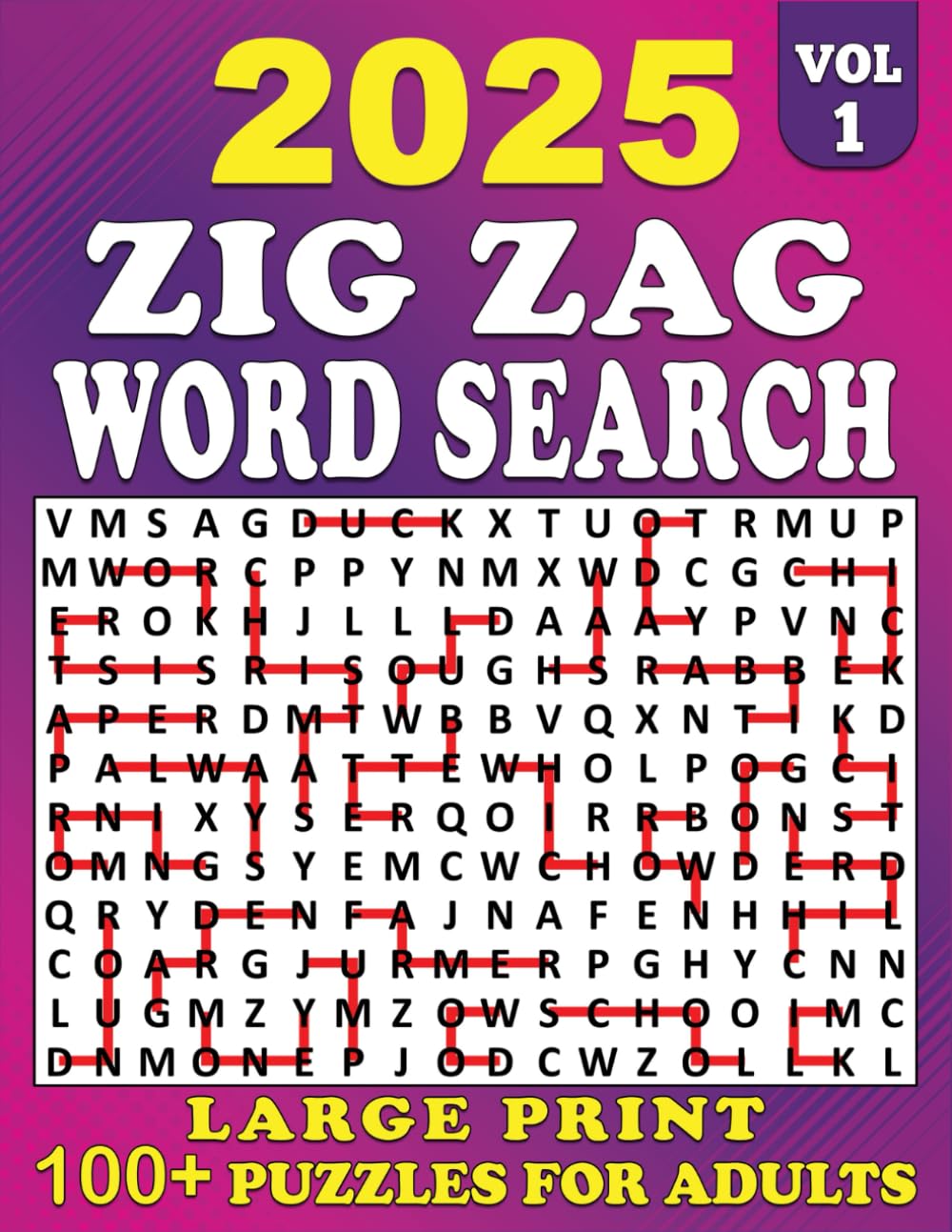 2025 Zig Zag Word search Large Print 100+ Puzzles Large