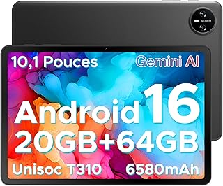 DOOGEE Tab A9 Android 16 Tablet 10 Inches, 20 GB RAM + 64 GB ROM (TF 2TB), 6580 mAh Battery, 5G WiFi, 1280 x 800 IPS, BT5….
