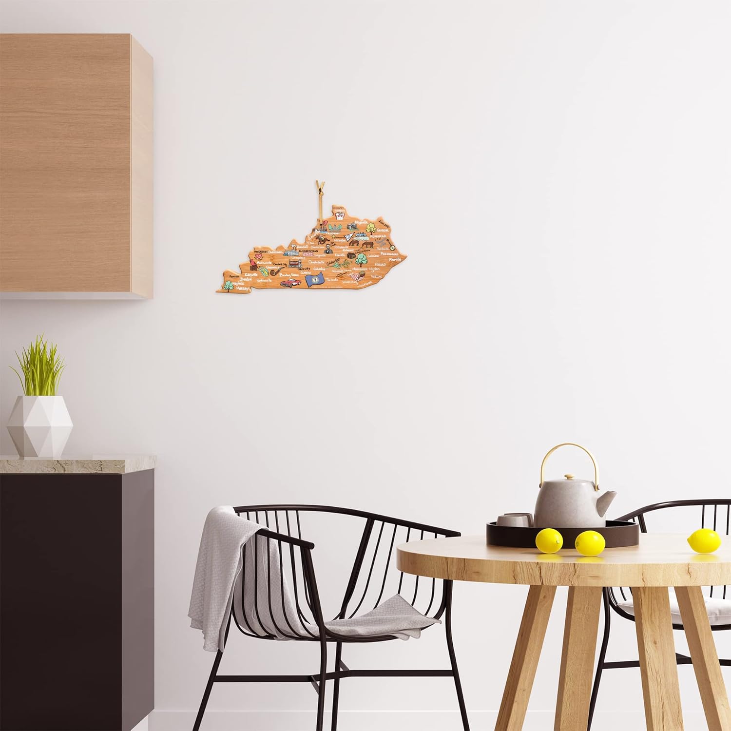 Totally Bamboo Kentucky State Shaped Cutting Board and Charcuterie Serving Platter with Artwork by Fish Kiss, Includes Hang Tie for Wall Display - Image 4