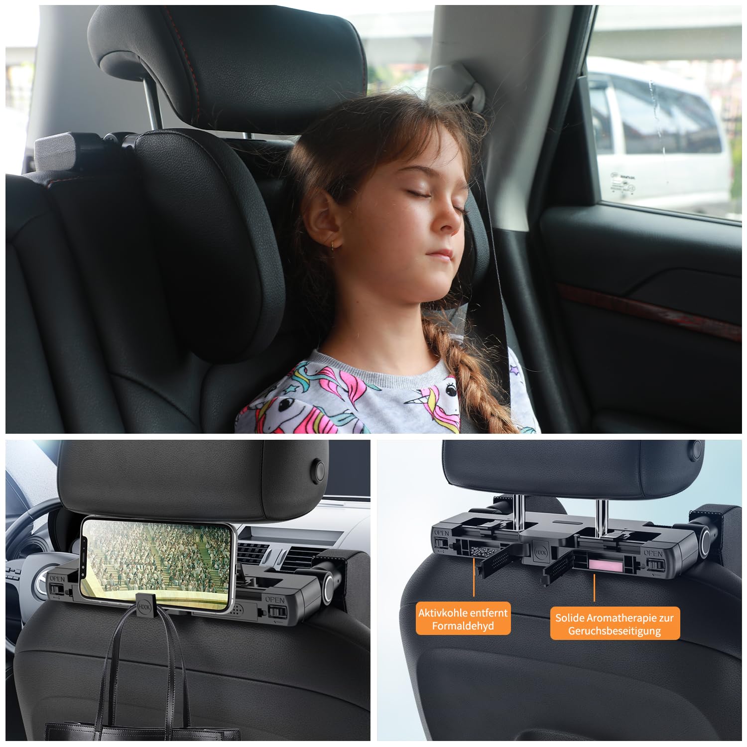 Kopfstütze Auto Kinder, 180 Grad Verstellbares Nackenkissen, Nackenstütze für Kinder und Erwachsene, Kopf- und Nackenstütze