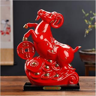 Desktop Decoration Sanyang Kaitai Sheep Furnishings Ceramics Twelve 12 Chinese Zodiac Sanyang Kaitai Fengshui Lucky Town House Living Room Crafts Home Office Decor (Color : H)
