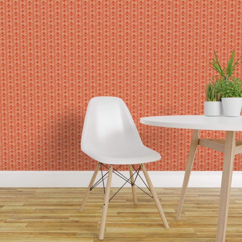 Removable Wallpaper 6ft x 2ft - Small Geometric Turtle Cream Nature Warm Beige Custom Pre-Pasted Wallpaper by Spoonflower