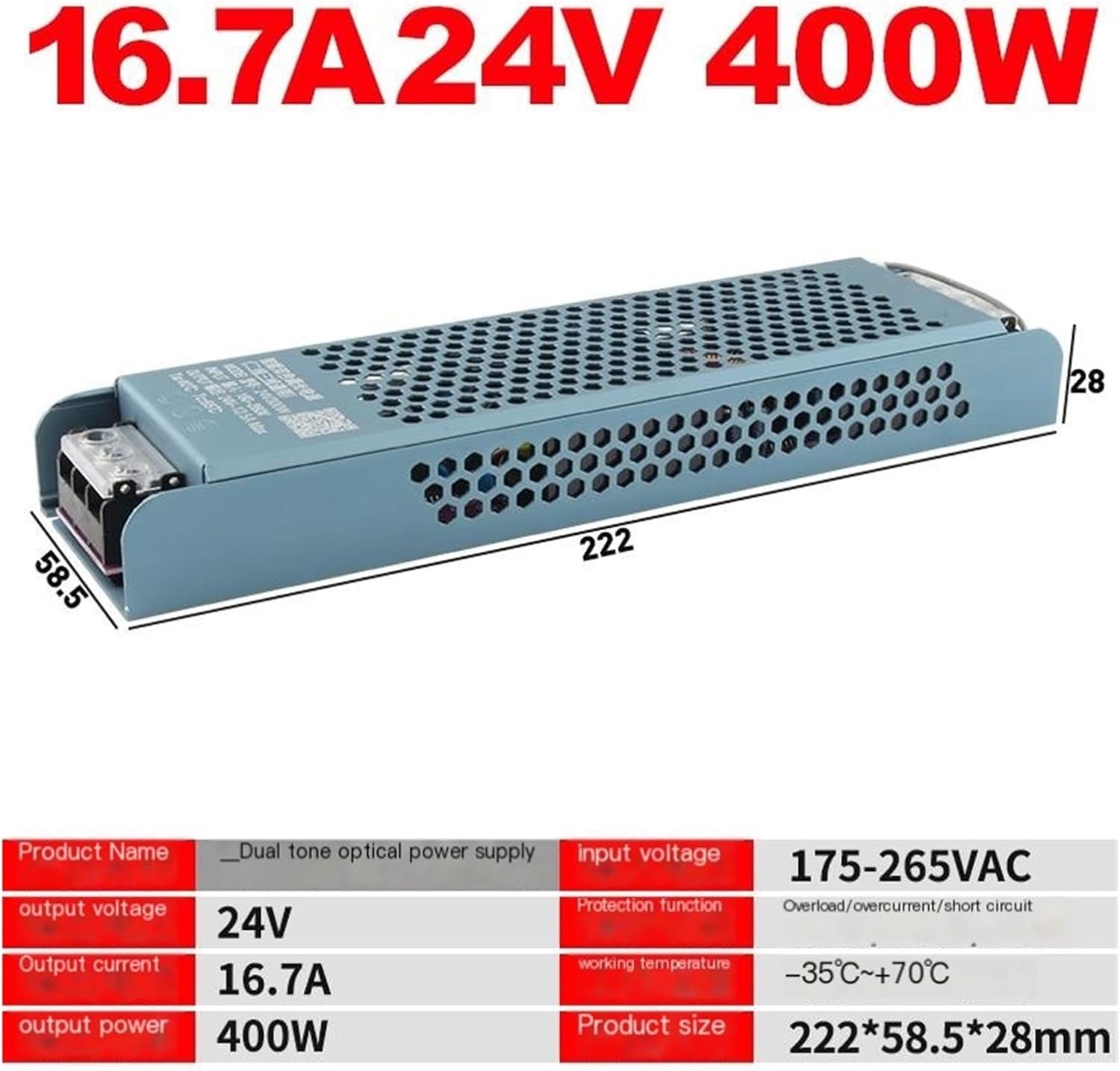 Cabinet Dedicated Power Supply Wine Cabinet Transformer 24V Light Strip Power Supply 150W/400W dimming Power Supply Three-Wire Dedicated(400W24V)