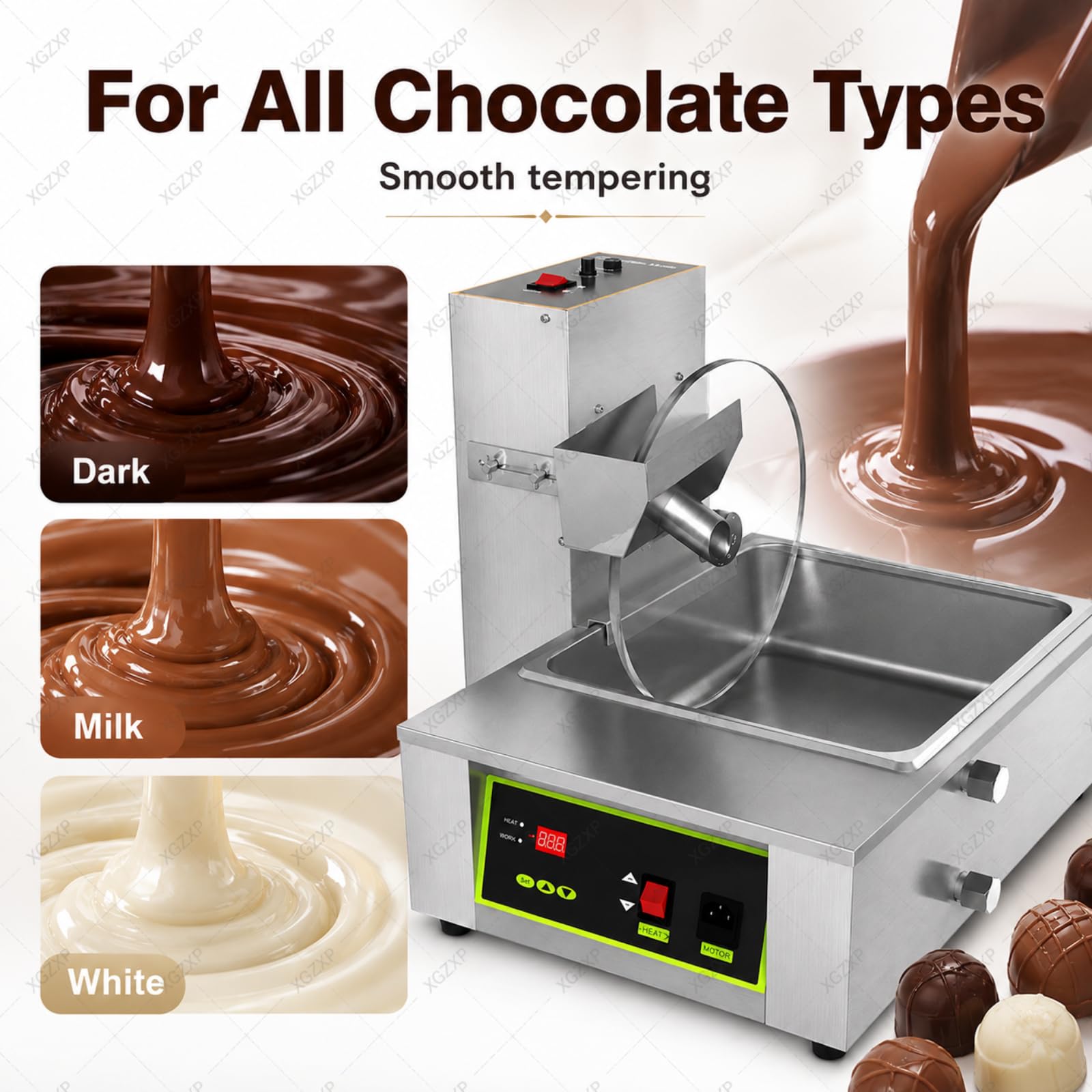 Mezclador de ruedas con horno de fusión, máquina de fusión de chocolate, tanque de 8 kg, temperatura y velocidad ajustables para cocina doméstica, panaderías, tiendas