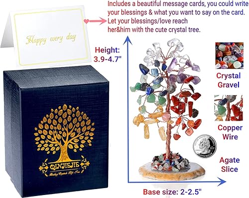 Miniatura 4 de QINJIEJIE Chakra Tree Natural Crystal Tree of Life Money for Desk Decor 7 Chakra Stone for Positive Energy Gemstone Decor Birthday Gifts Spiritual