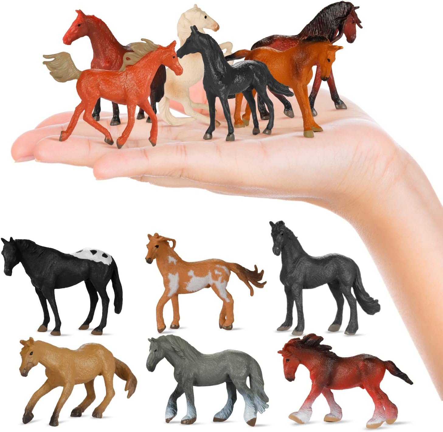 CLESDF 20Pcs Plastic Horse Figure Toy Set for Kids